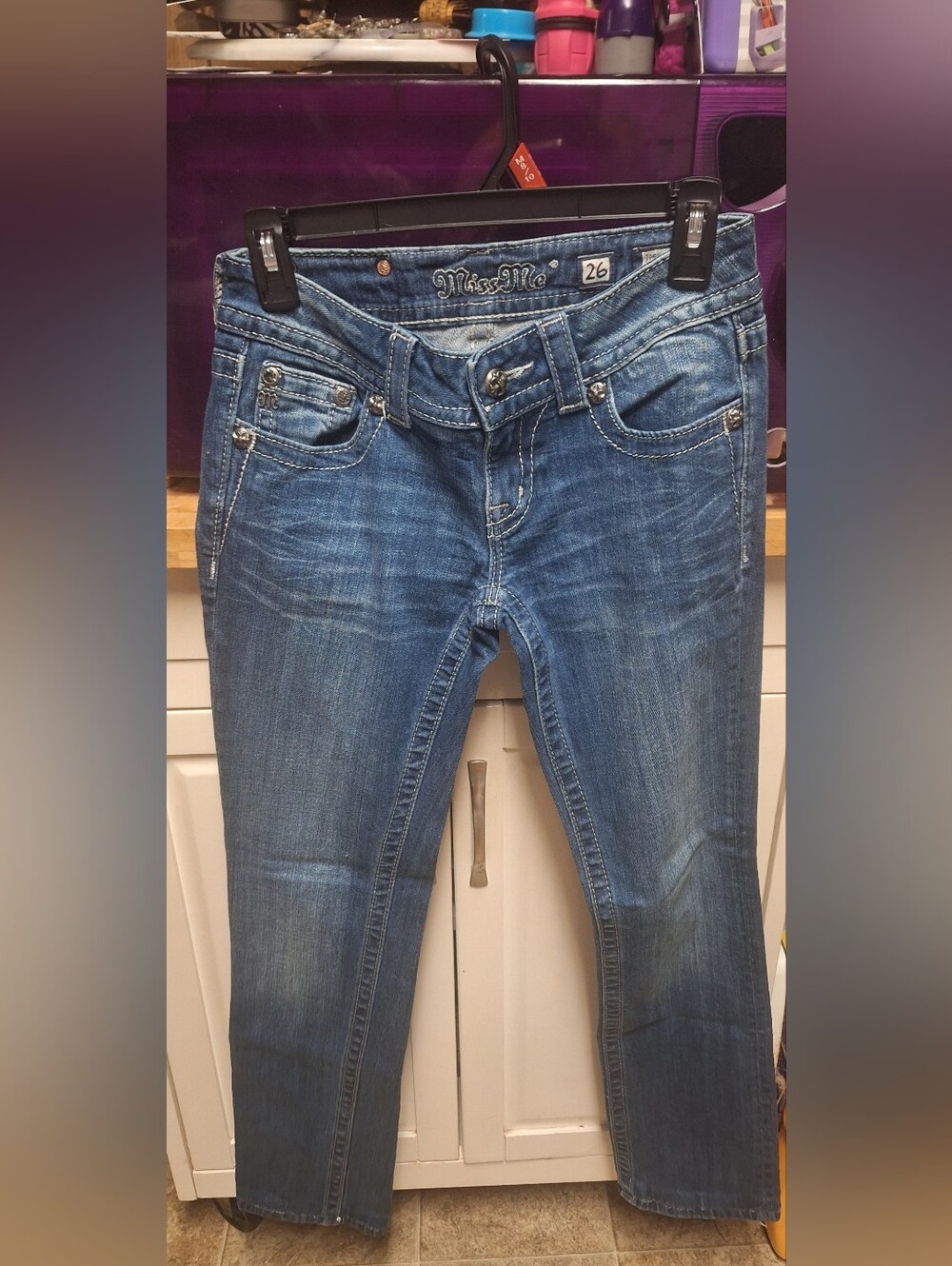 Miss Me Skinny Jeans in Blue Wash Waist 26